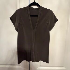 Peter Cohen Silk V-Neck Blouse | Minimalist Designer Top | Size L